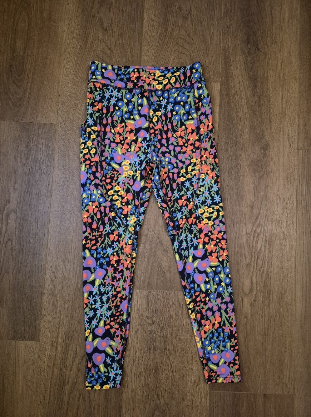 POP Fit Floral Leggings - Black with Neon Flowers